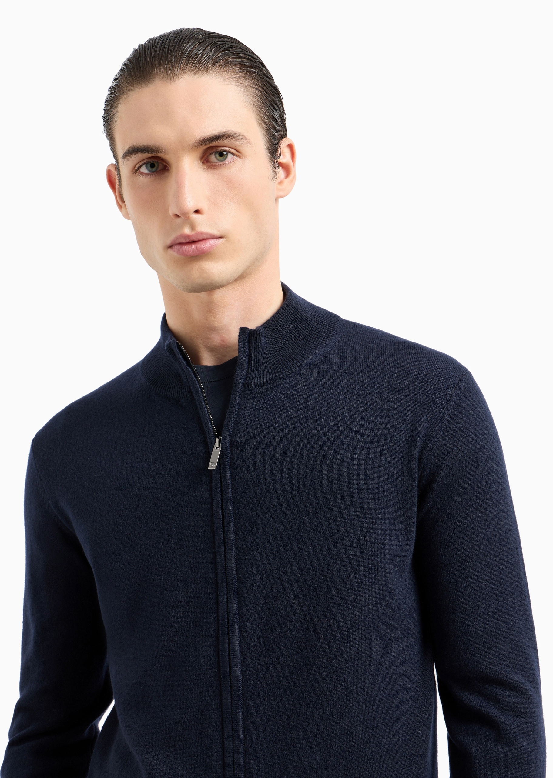 Giorgio Armani 男士山羊绒合身长袖立领针织开衫
