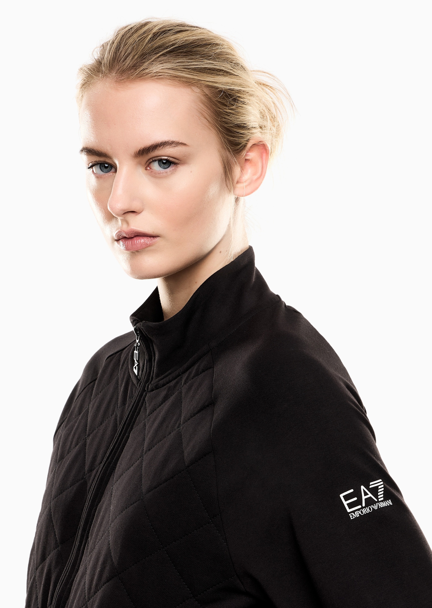 EA7 女士纯棉弹力立领开衫工装裤运动套装