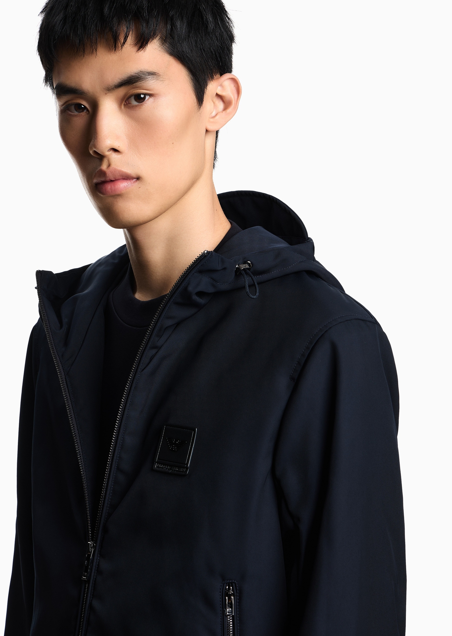 Emporio Armani 男士长袖连帽拉链门襟贴片休闲棉服