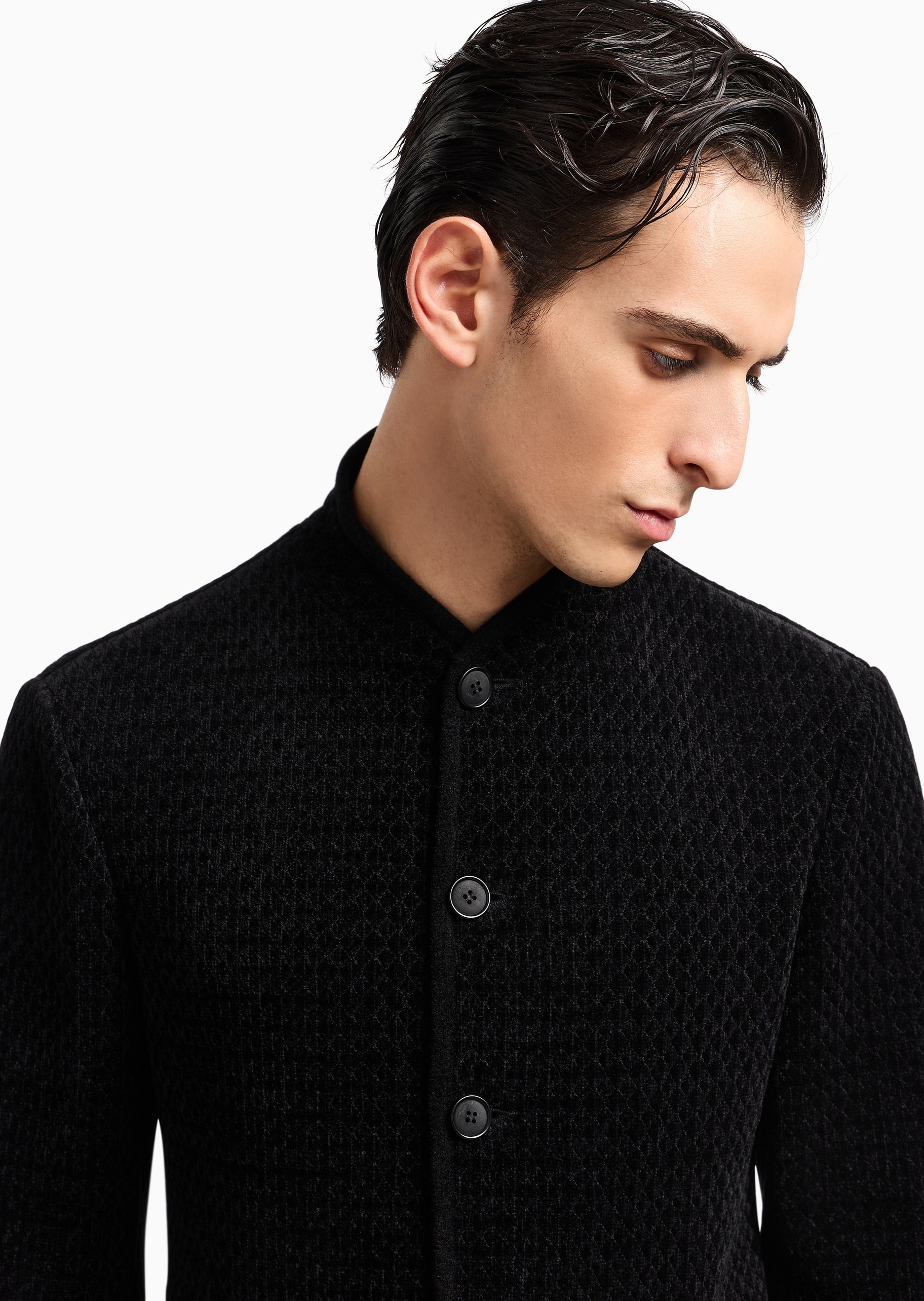 Giorgio Armani 男士长袖小立领单排扣休闲秀场同款西装外套