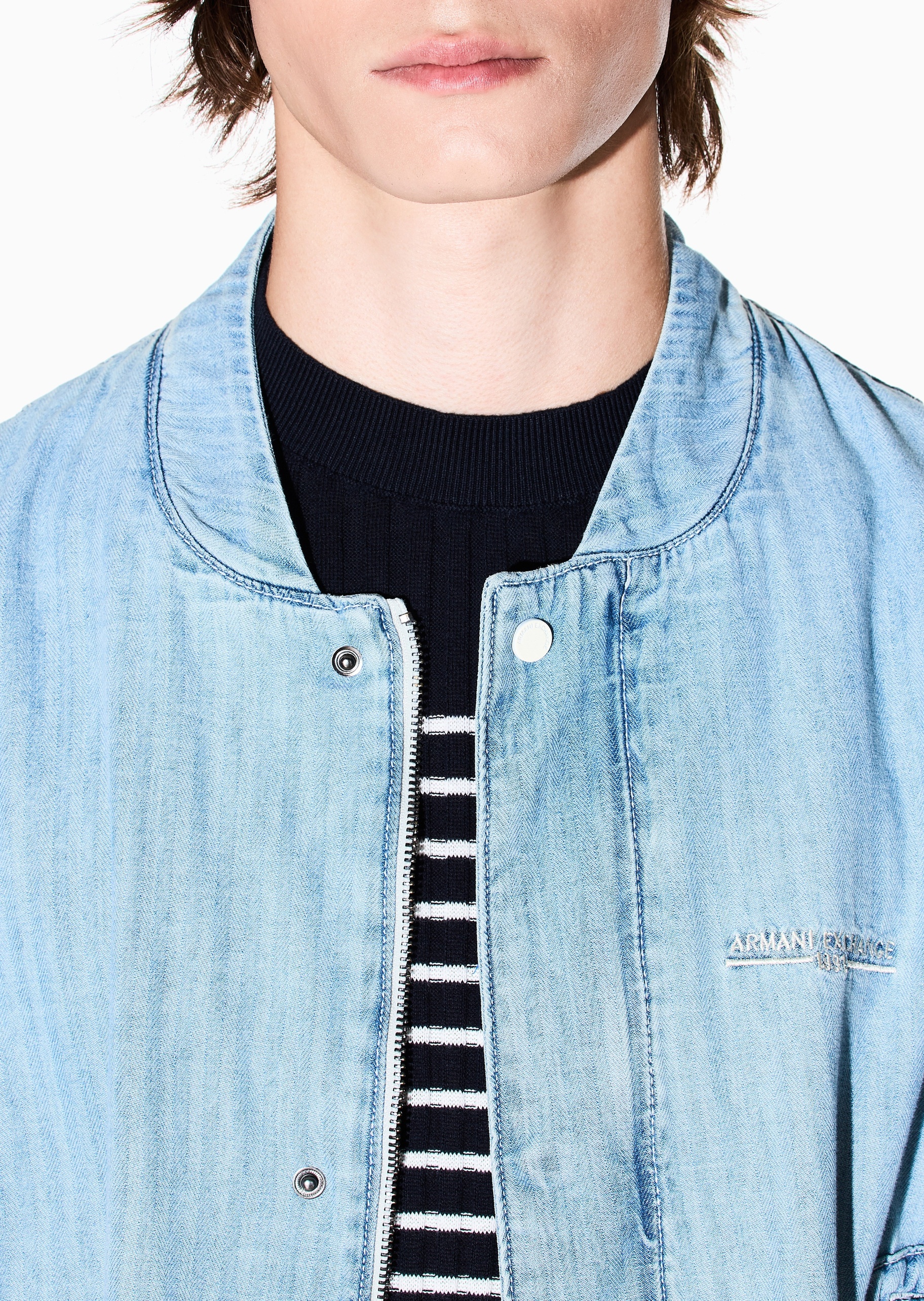 ARMANI EXCHANGE 男士全棉长袖棒球领刺绣标识夹克