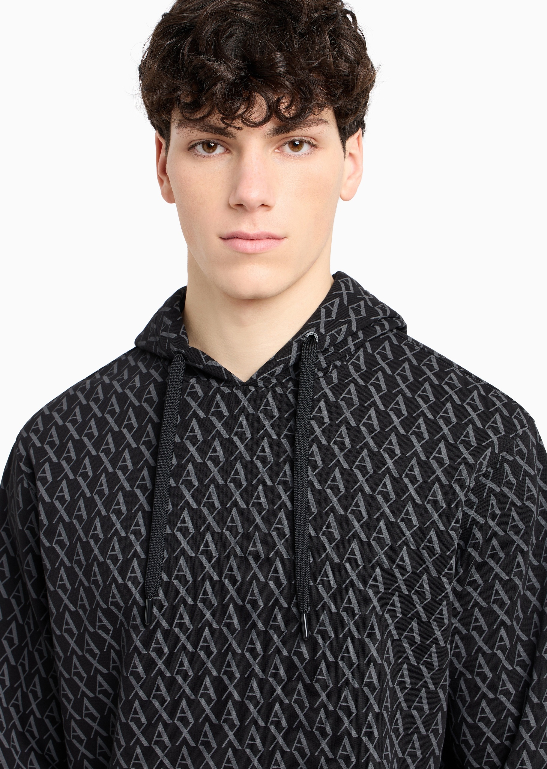 ARMANI EXCHANGE 男士连帽套头宽松印花情侣运动风卫衣
