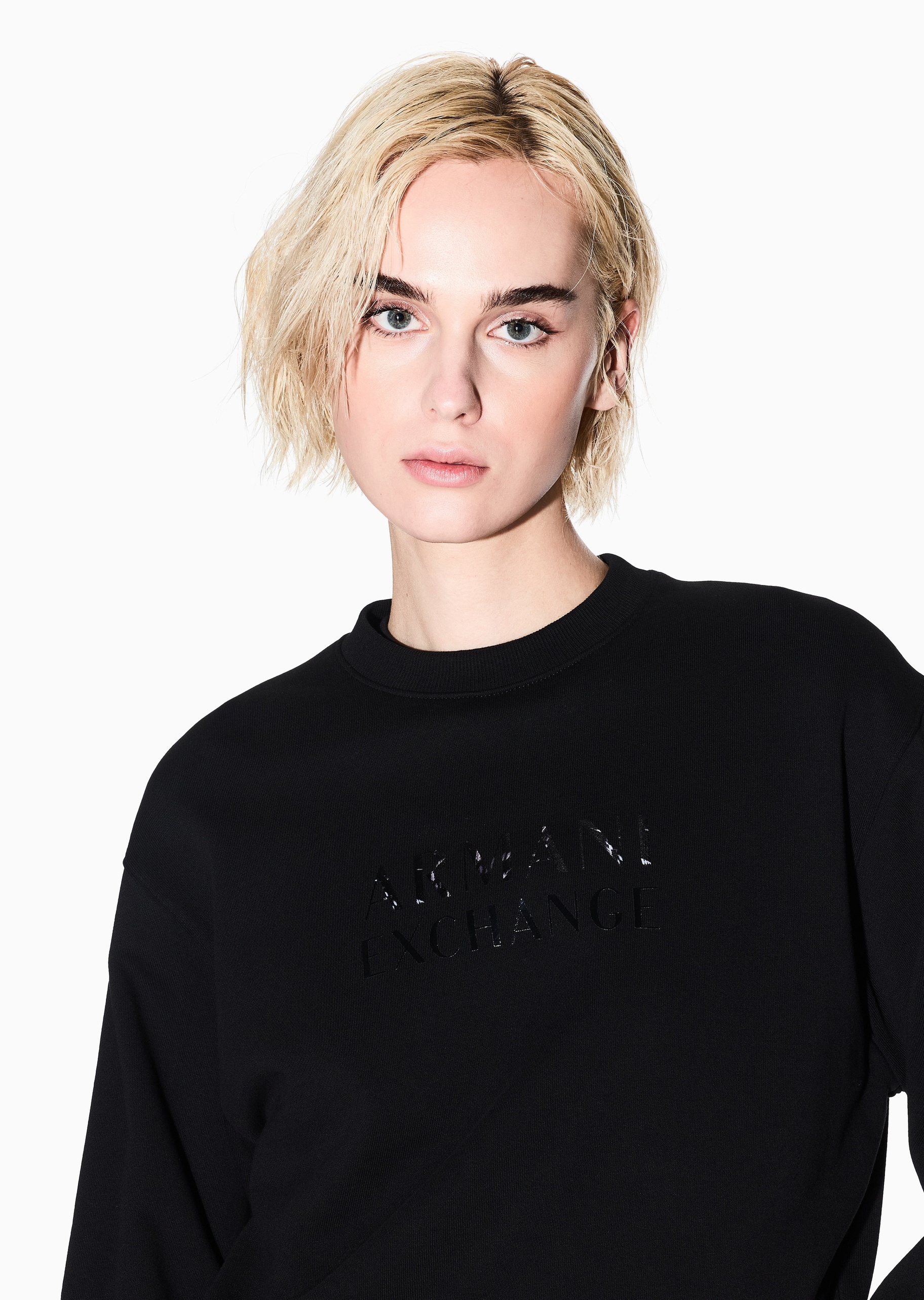 ARMANI EXCHANGE 女士套头宽松短款重磅运动风圆领卫衣