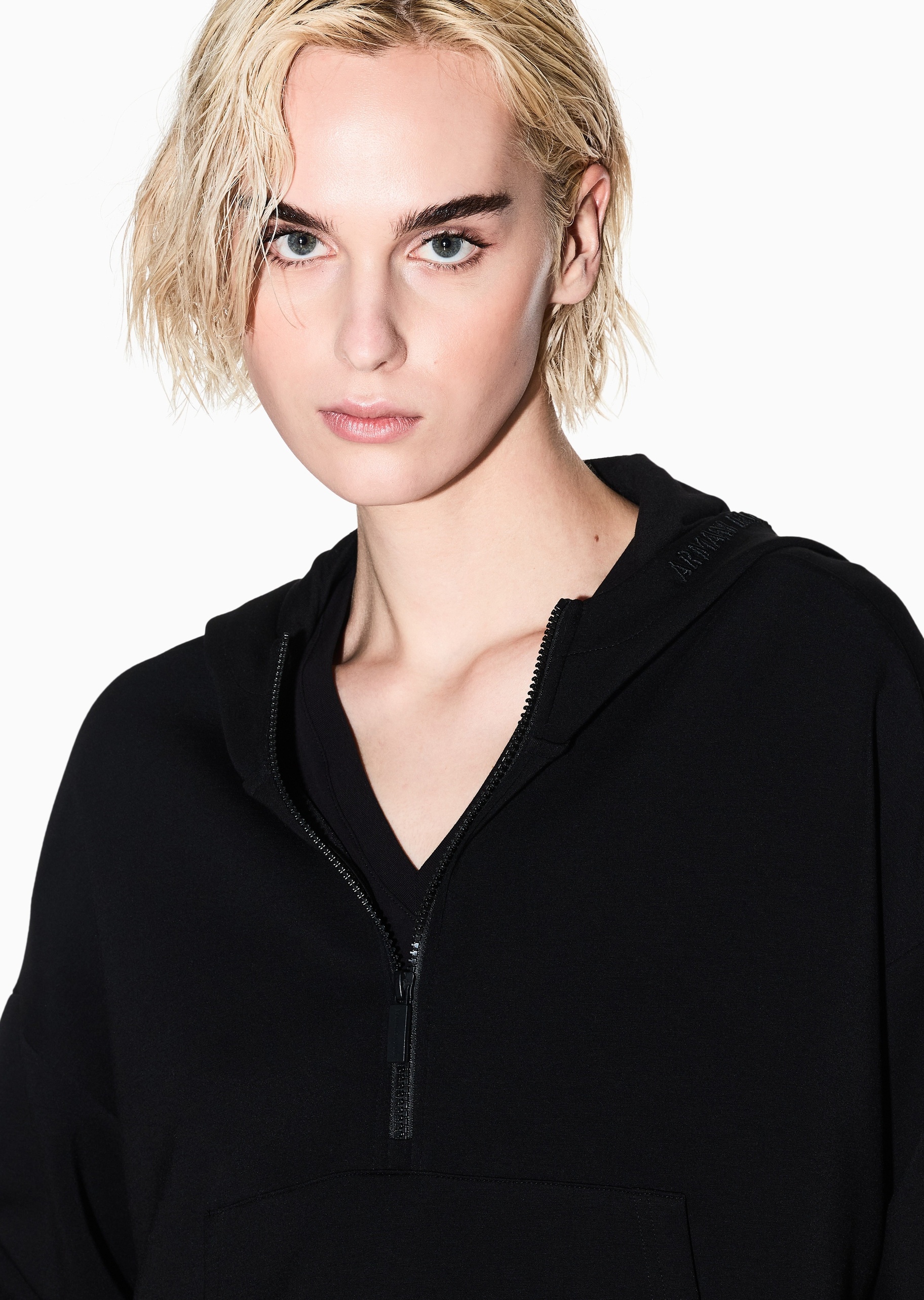 ARMANI EXCHANGE 女士连帽半拉链套头宽松运动风卫衣