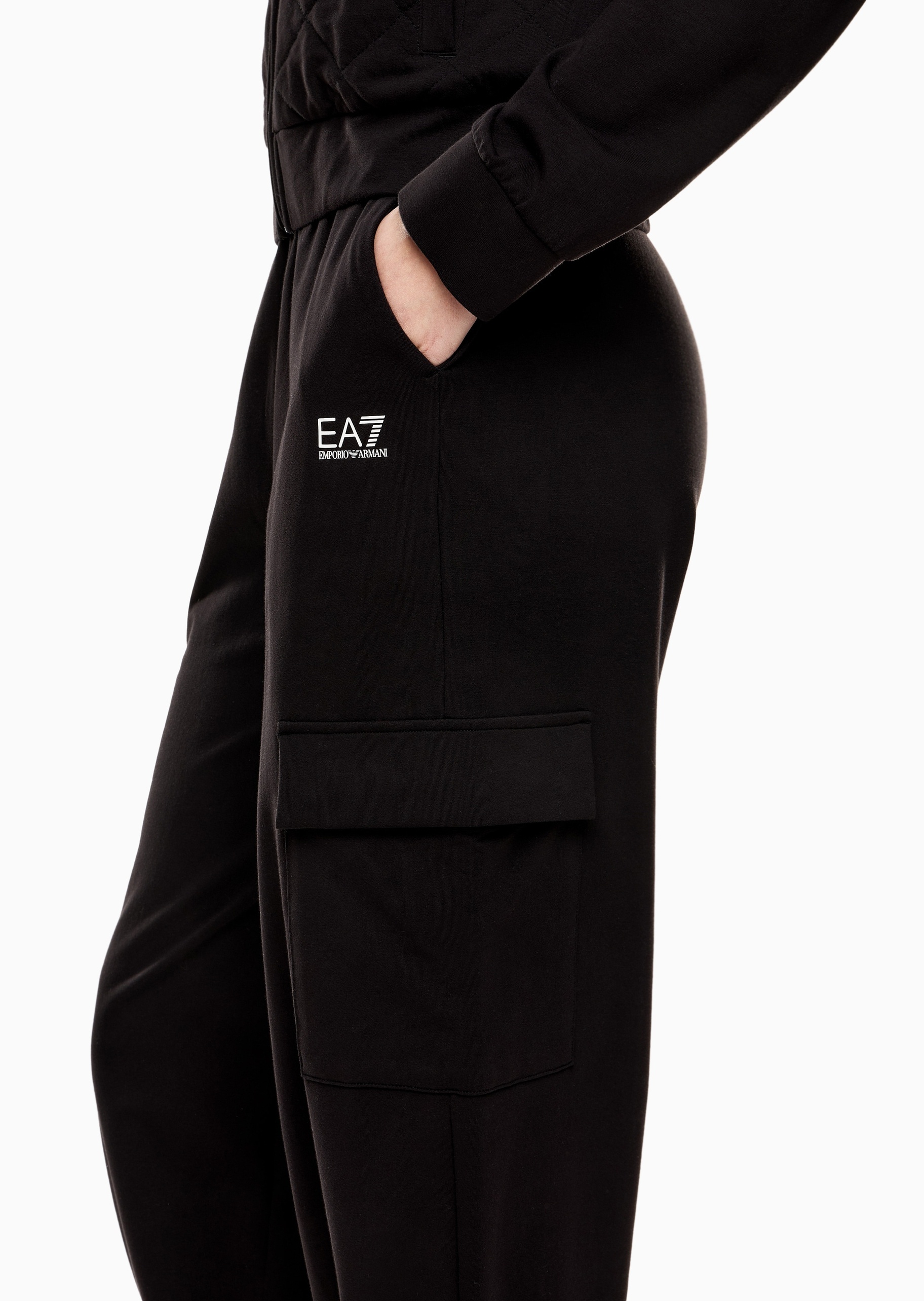 EA7 女士纯棉弹力立领开衫工装裤运动套装