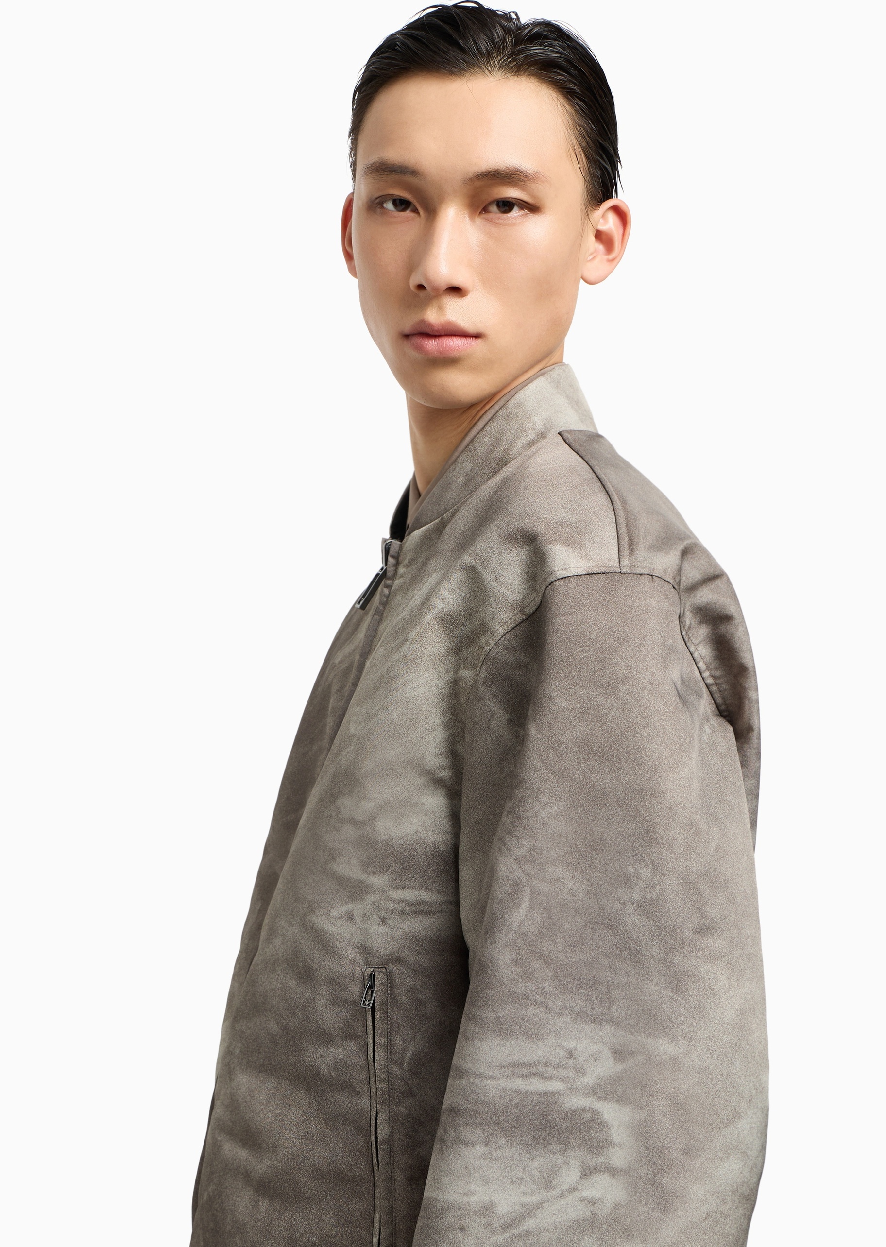 Emporio Armani 男士短款长袖棒球领双面两穿拉链棉服