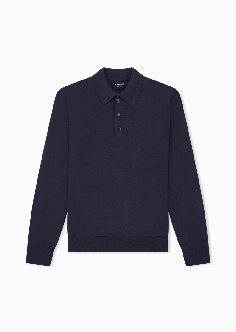 Giorgio Armani 男士Polo领绵羊毛翻领套头针织毛衣