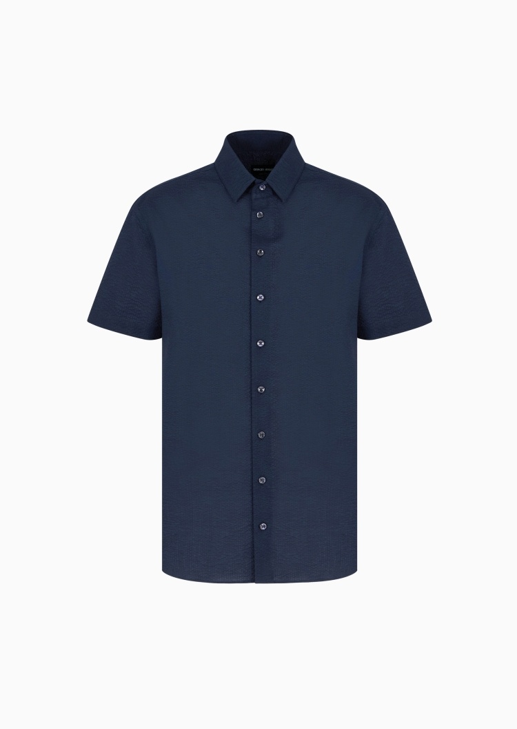 Giorgio Armani 男士纯棉短袖翻领纽扣商务正装衬衫