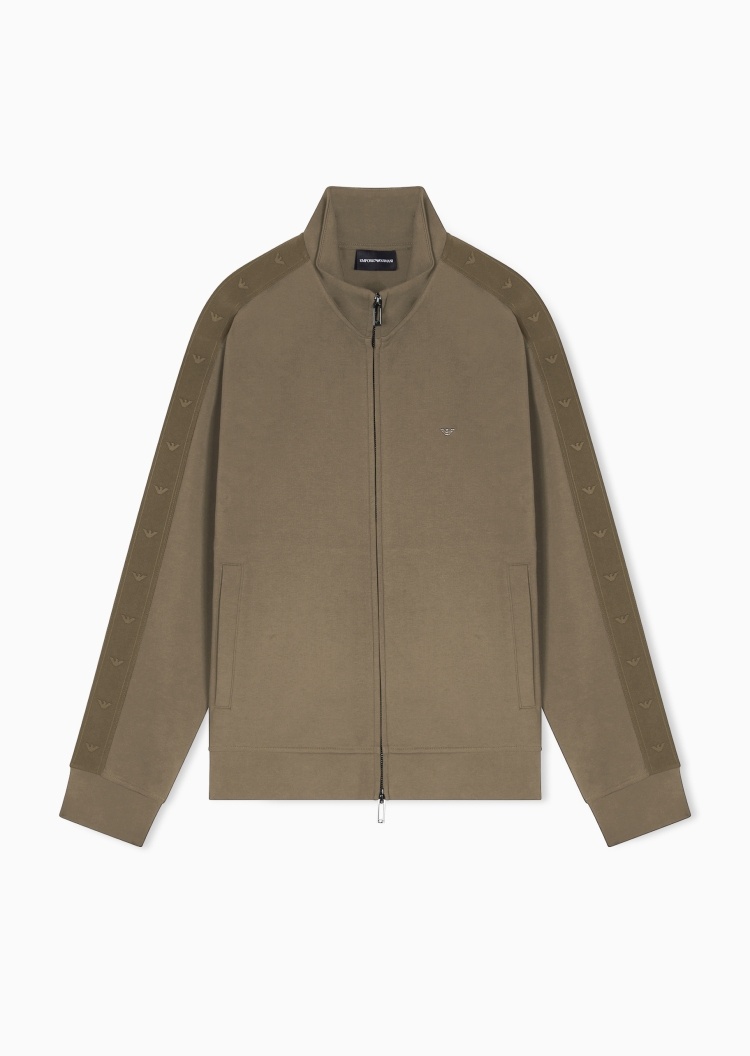 Emporio Armani 男士重磅合身长袖立领拉链卫衣外套