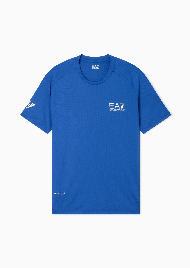 EA7 男士合身短袖圆领插肩网球健身训练T恤