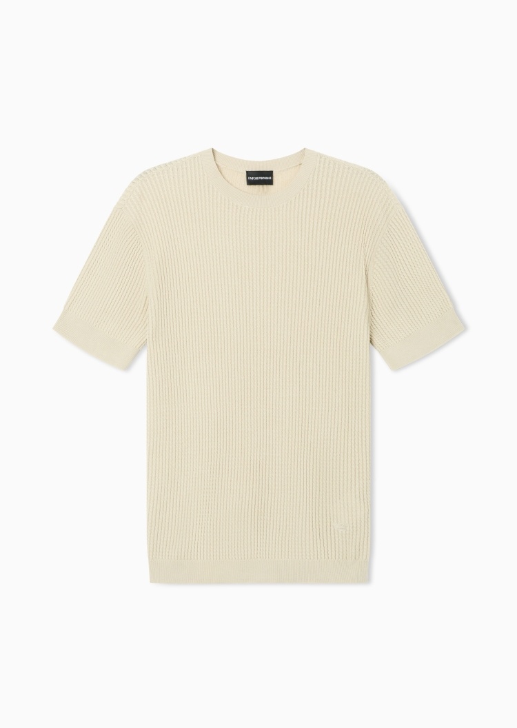 Emporio Armani 男士短袖圆领华夫格纯色休闲针织衫