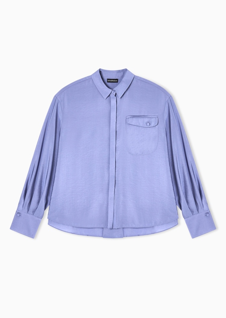 Emporio Armani 女士长袖商务休闲通勤纯色优雅衬衫