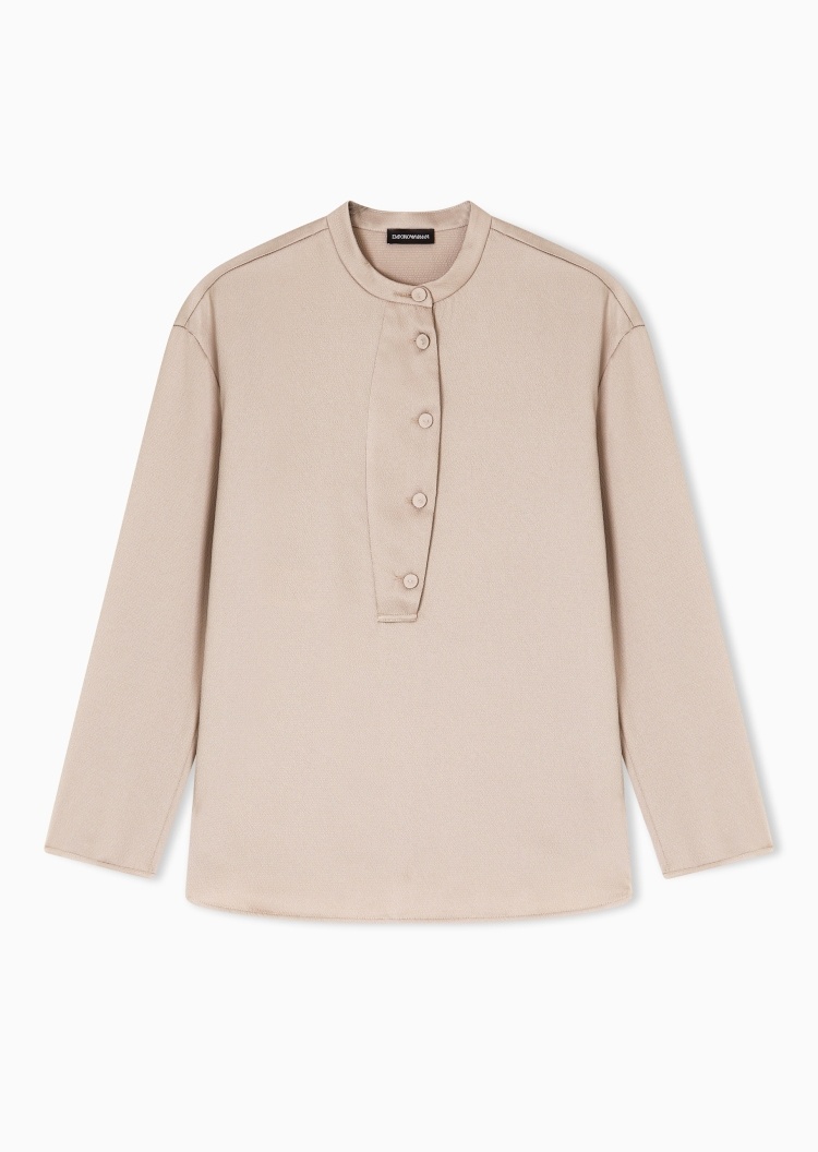 Emporio Armani 女士圆领长袖老钱风商务休闲衬衫