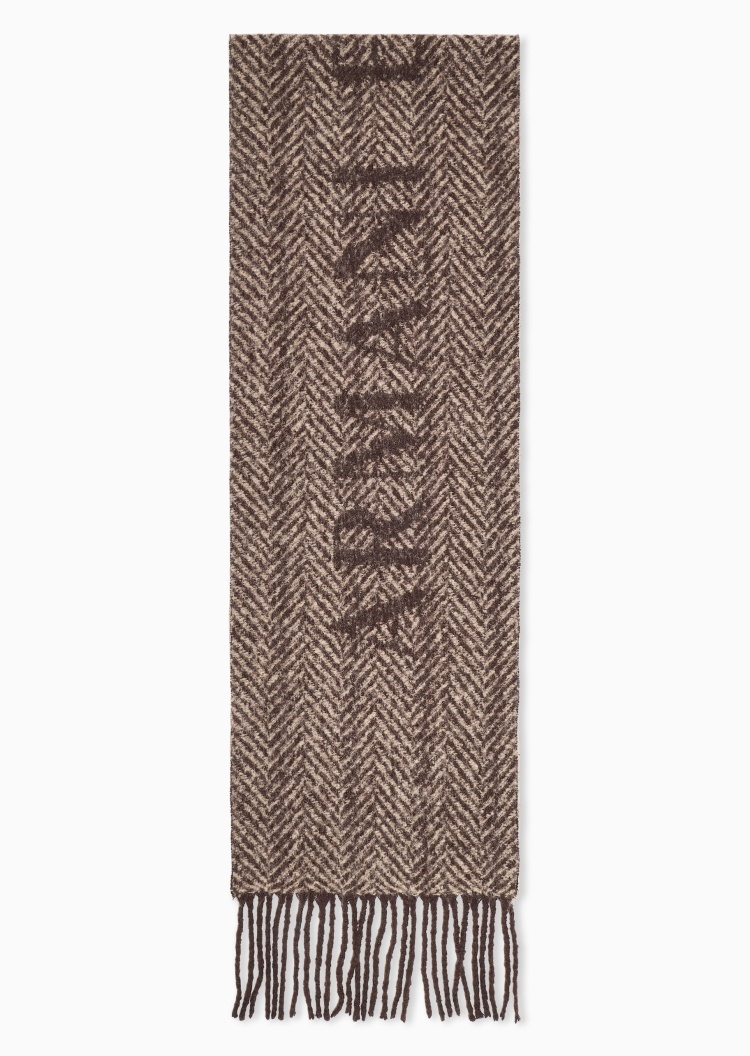 ARMANI EXCHANGE 女士披肩式长方形流苏人字纹围巾