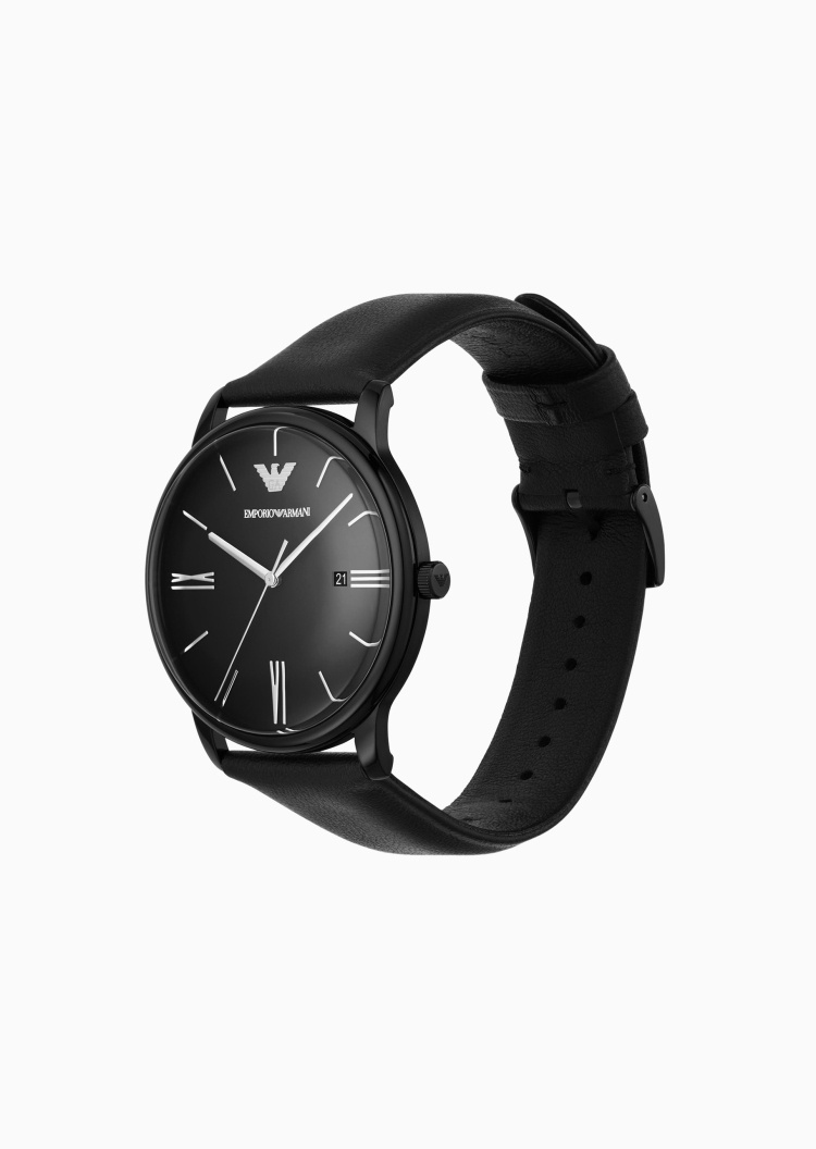 Emporio Armani 男士大表盘皮带优雅简约哑光石英手表腕表