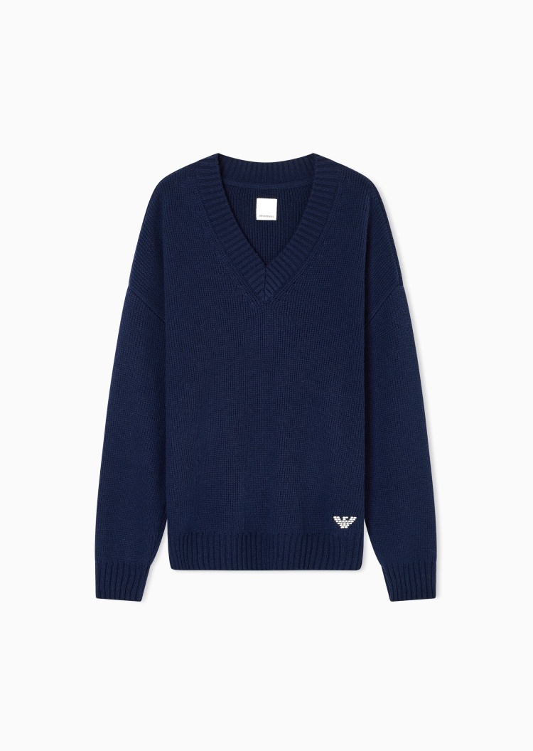 Emporio Armani 男士宽松休闲学院风套头针织毛衣