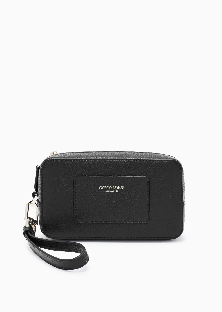 Giorgio Armani 女士牛皮革商务休闲通勤手拿化妆包