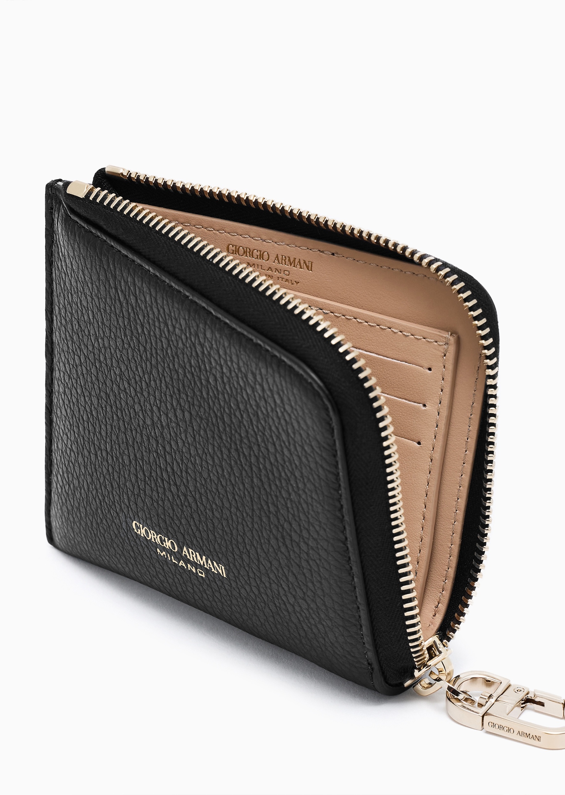 Giorgio Armani 女士牛皮革拉链多卡位钱夹钱包卡包