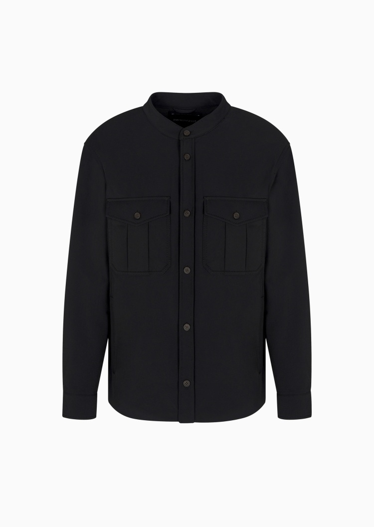 Emporio Armani 男士轻奢长袖休闲人夫感立领衬衫