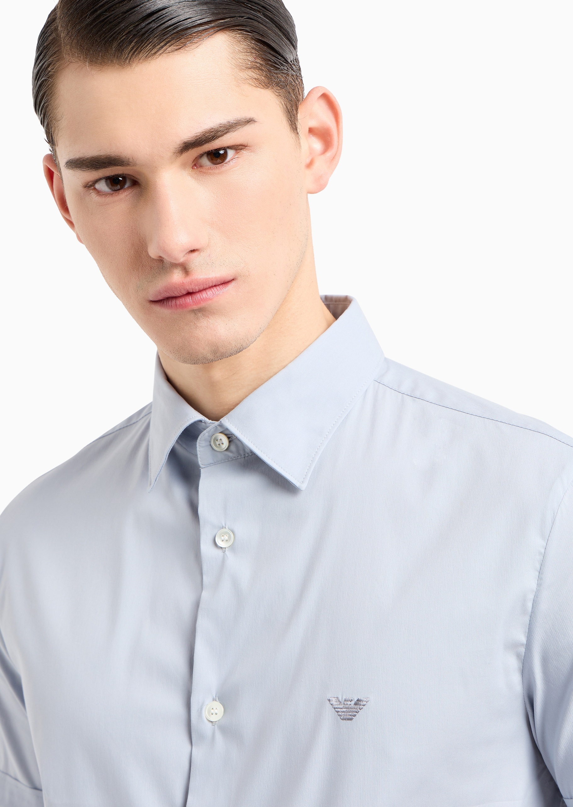 Emporio Armani 男士刺绣老钱风人夫感轻奢西装衬衫