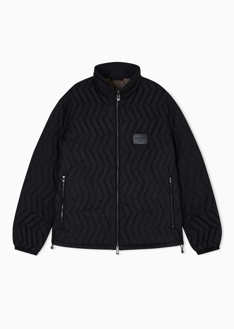 Emporio Armani 男士短款轻薄立领保暖纯色拉链羽绒服