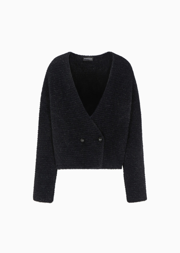 Emporio Armani 女士混纺合身商务休闲通勤针织开衫