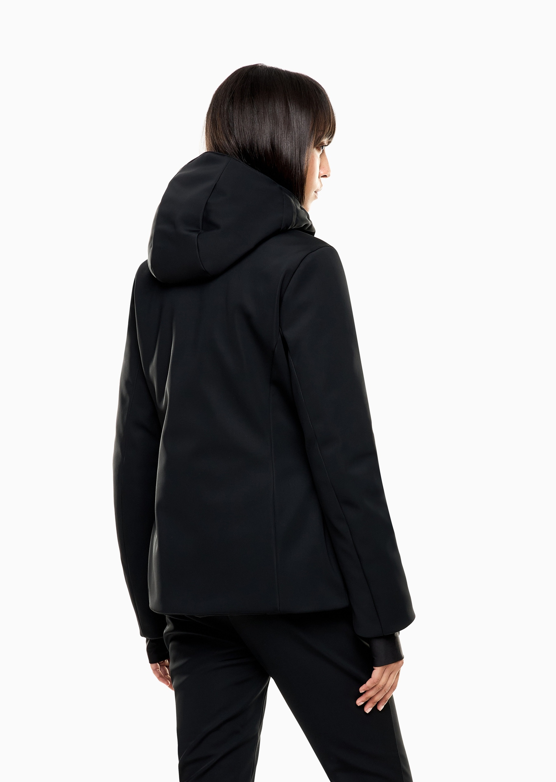 EA7 女士长袖连帽拉链保暖滑雪棉服外套