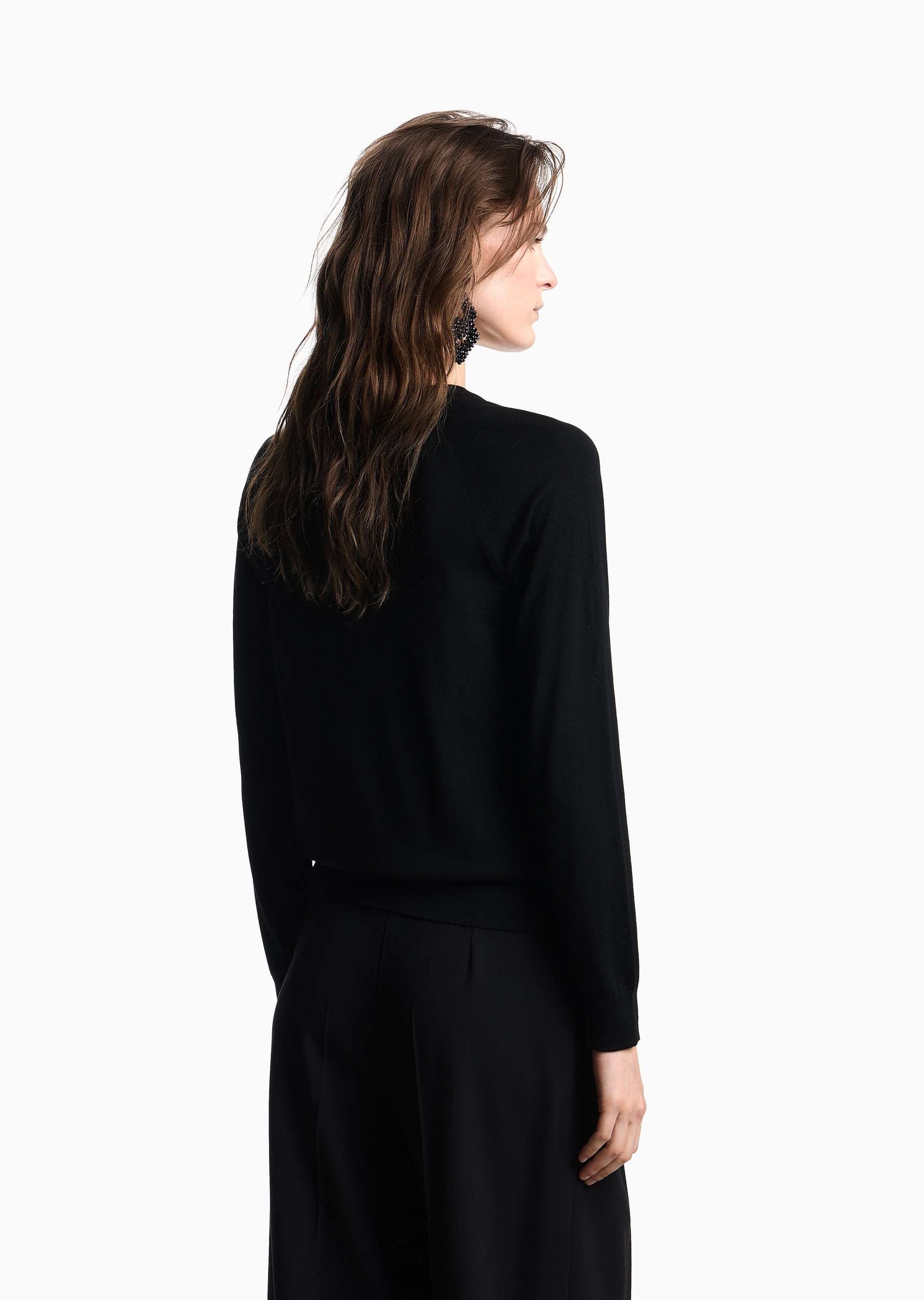 Emporio Armani 女士圆领绵羊毛水钻套头针织毛衣