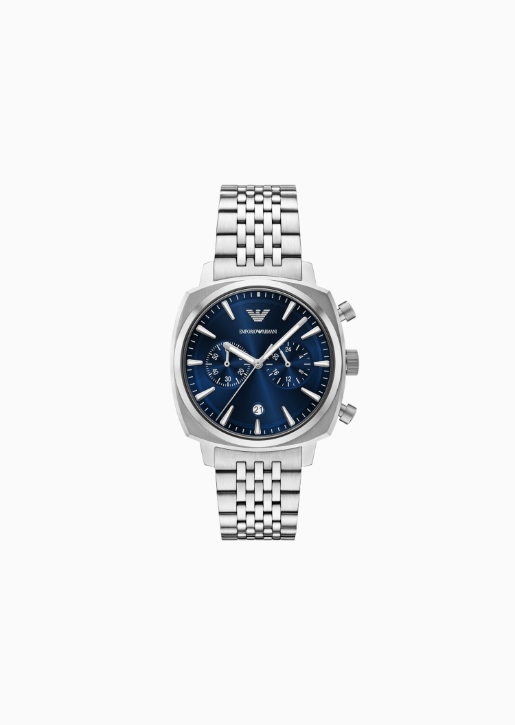 Emporio Armani 男士夜光素色钢带简约时尚石英手表腕表