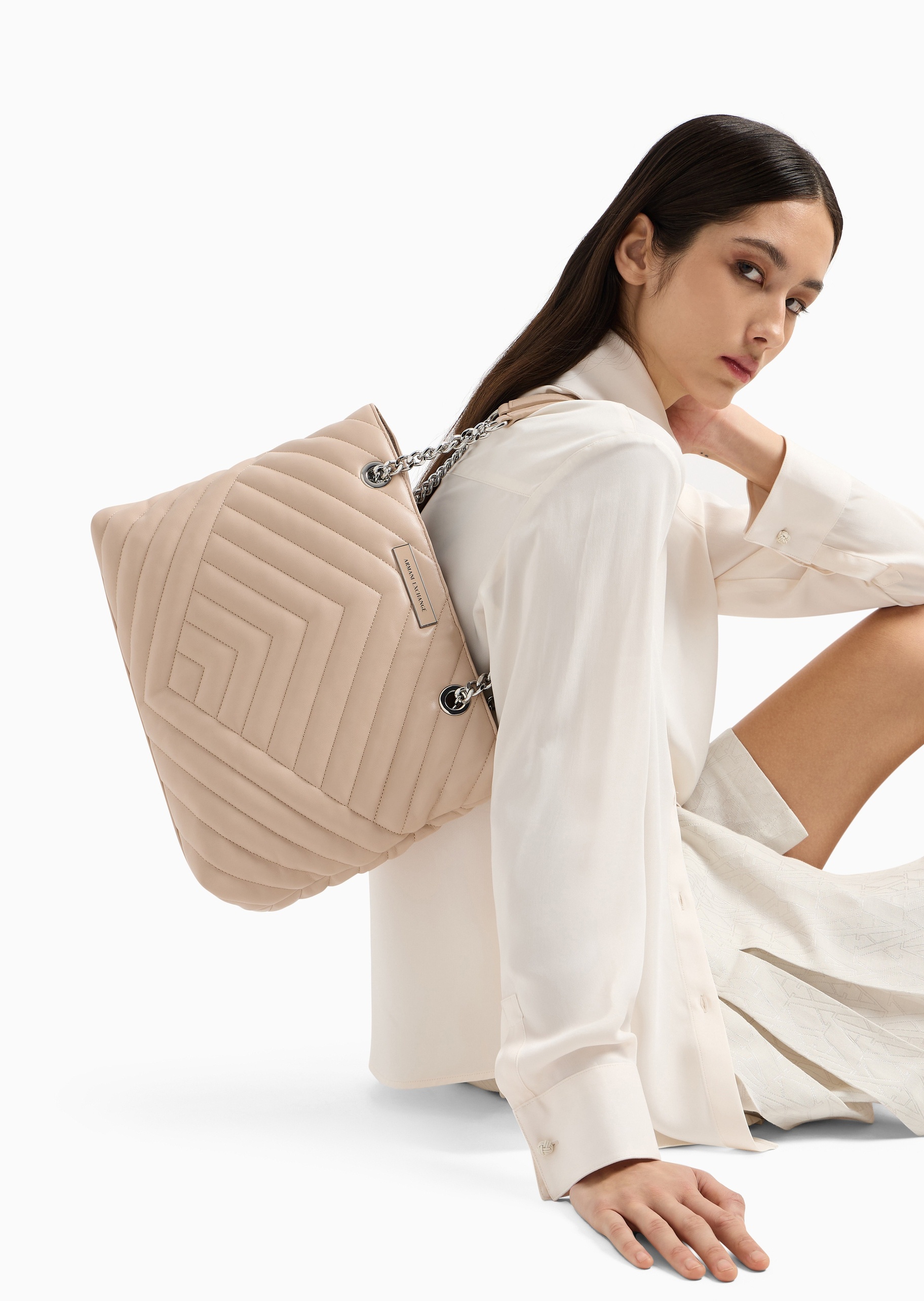 ARMANI EXCHANGE 女士大容量链条手提单肩优雅通勤托特包