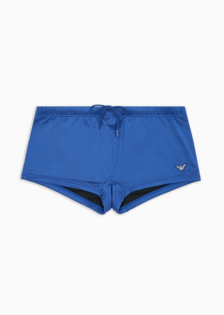 Emporio Armani 男士弹力松紧系带短款鹰标刺绣沙滩裤