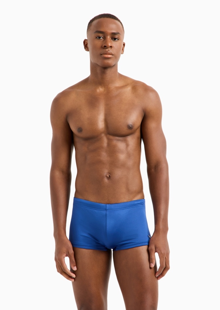 Emporio Armani 男士弹力松紧系带短款鹰标刺绣沙滩裤