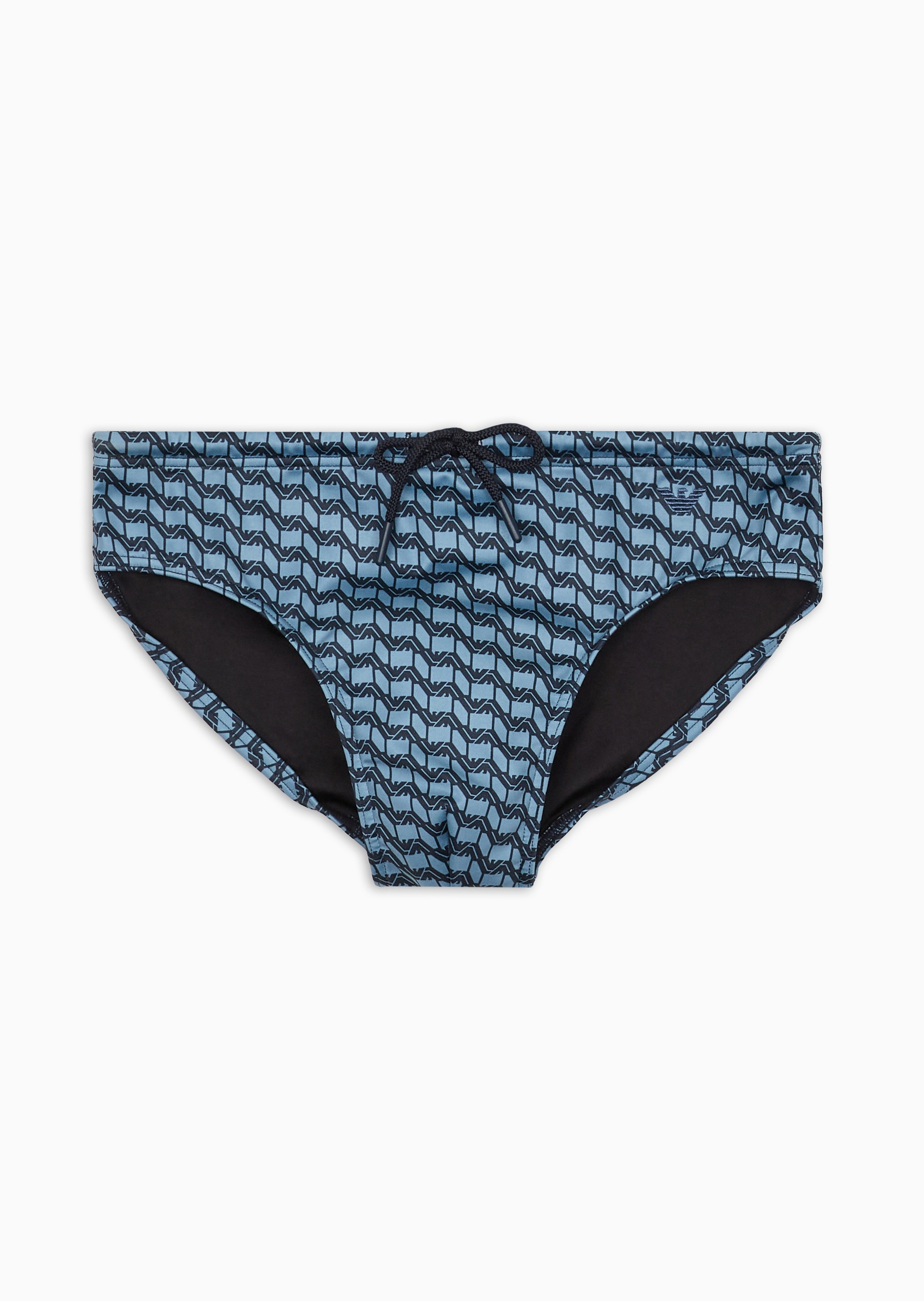 Emporio Armani 男士弹力系带三角通体鹰标提花泳裤