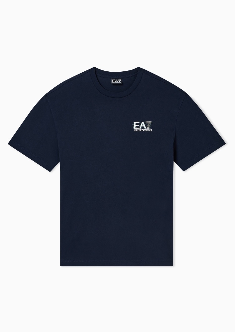 EA7 男士纯棉宽松短袖圆领撞色印花运动T恤