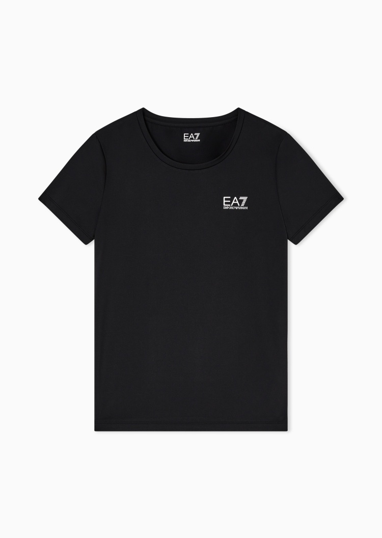 EA7 女士弹力合身短袖圆领正肩运动轻薄T恤