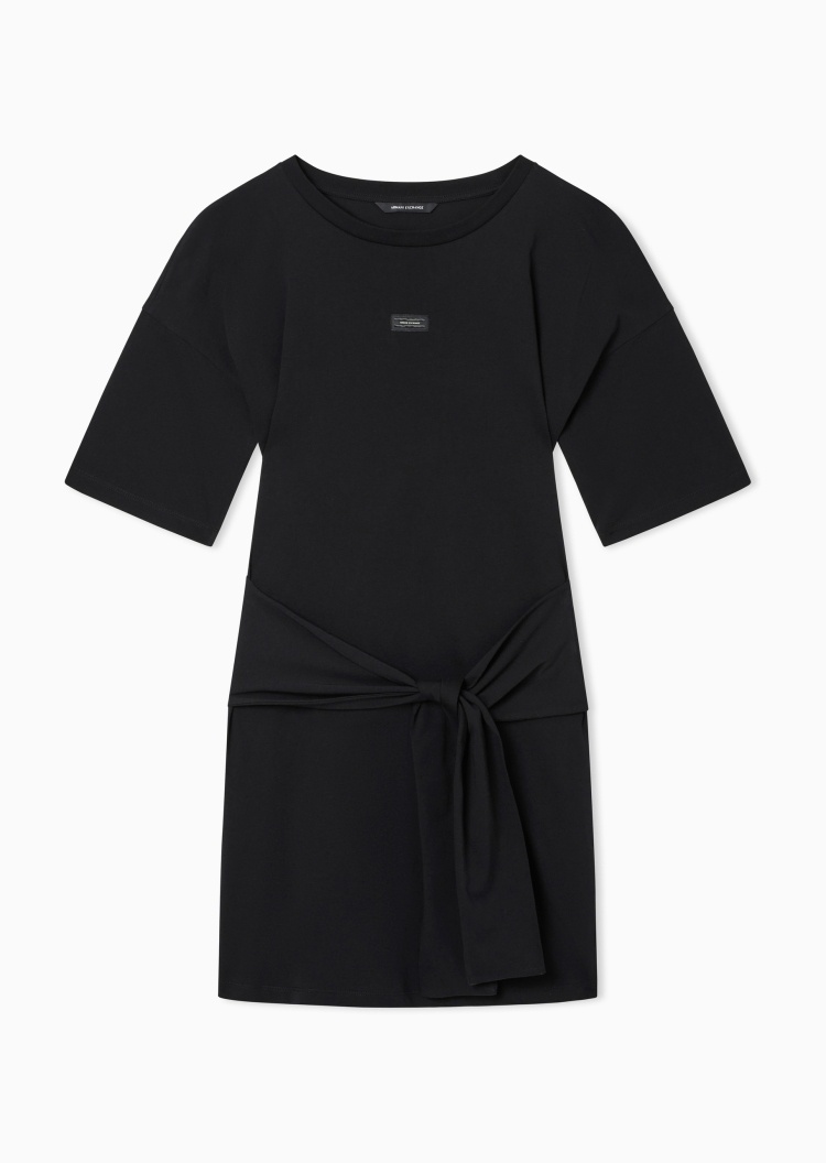 ARMANI EXCHANGE 女士纯棉短袖短款落肩系带连衣裙