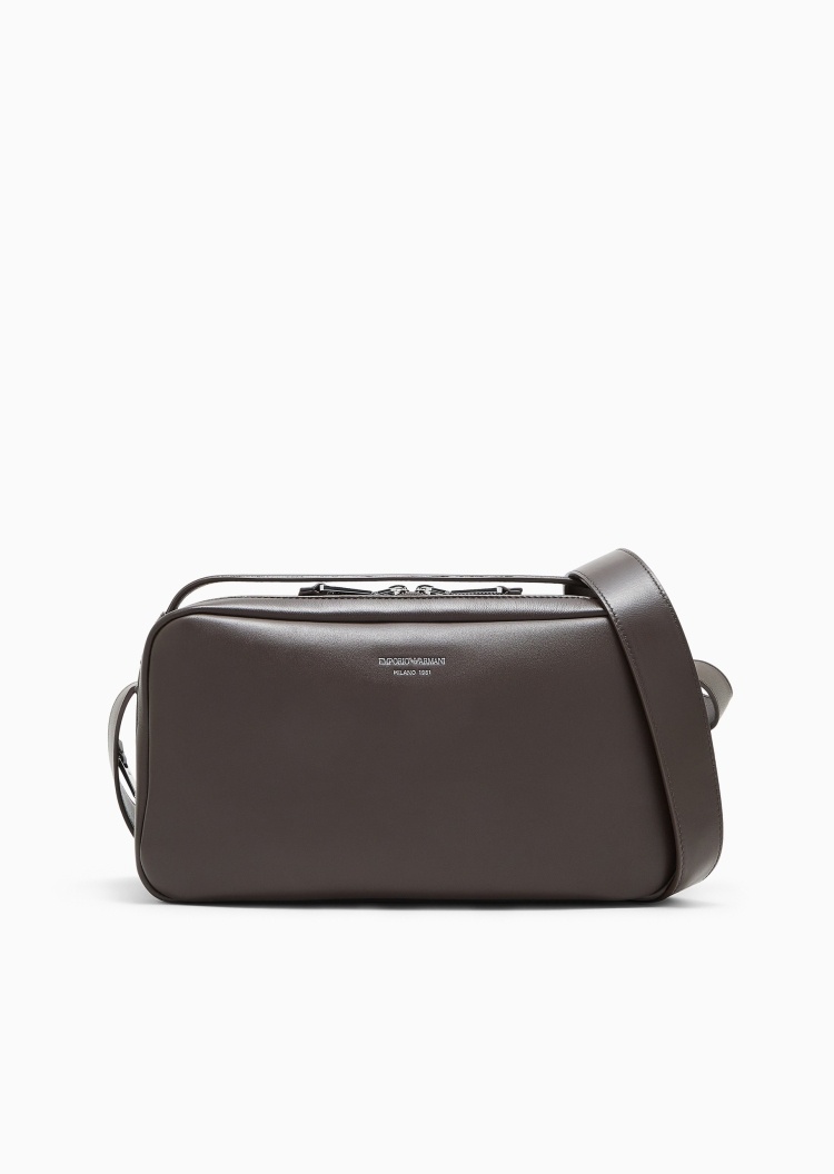 Emporio Armani 女士羊皮革拉链横款单肩斜挎手提包