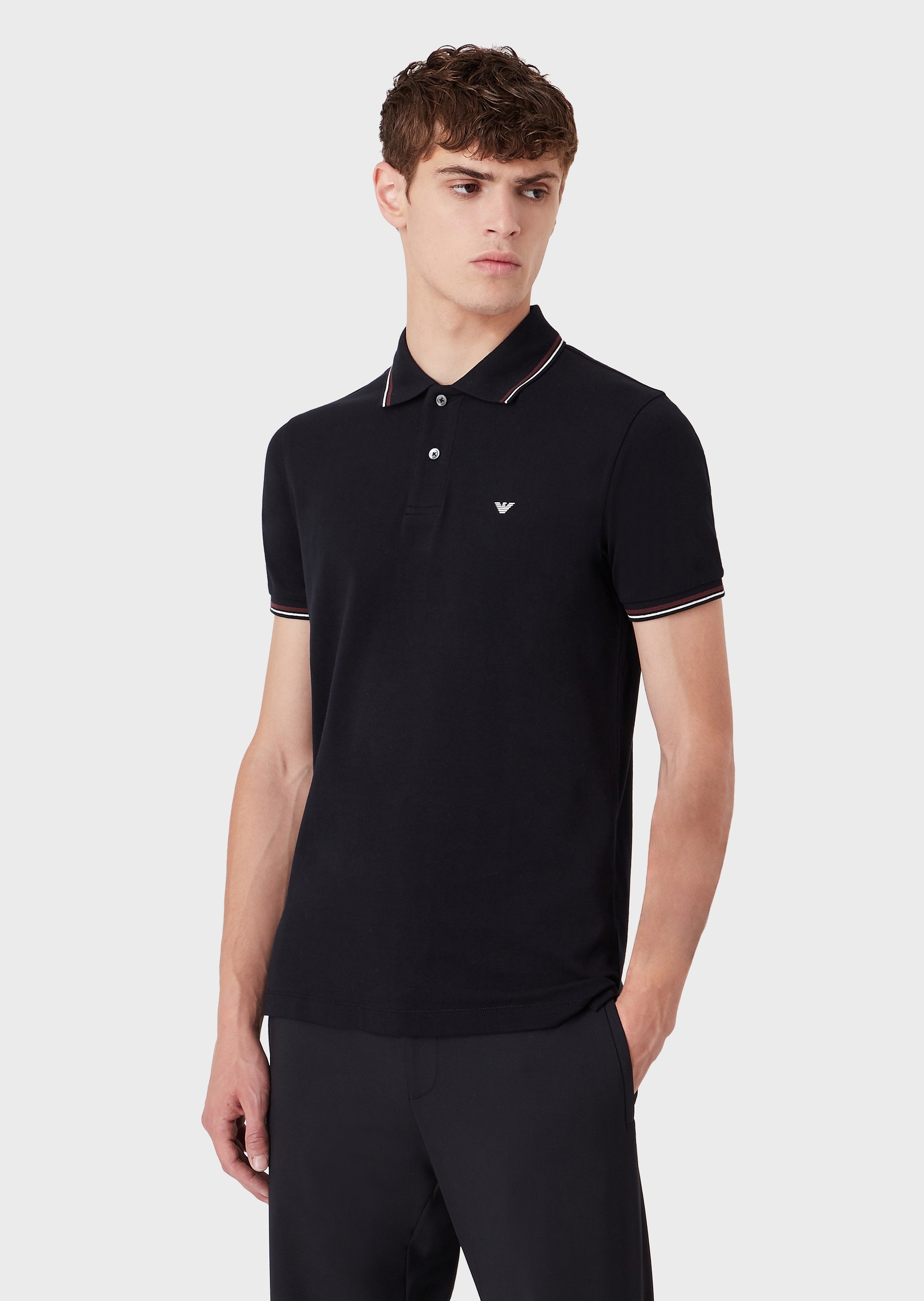 男士小鹰标修身短袖Polo衫 | POLO衫-男士 | Emporio Armani®中国官网