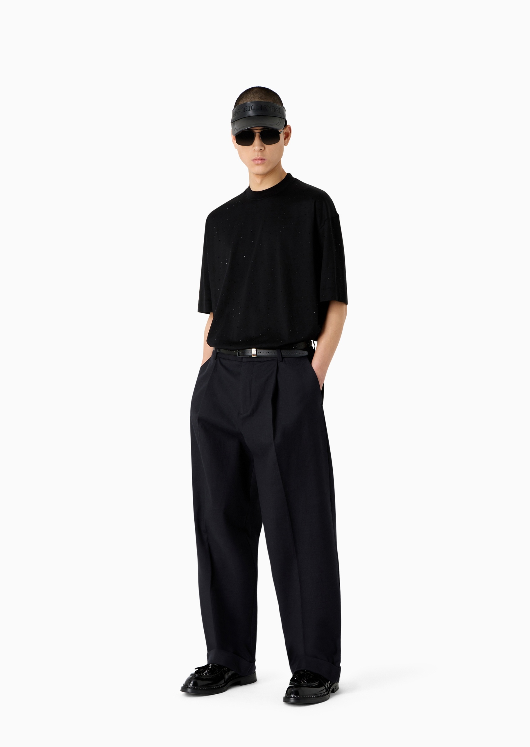 男士通体水钻莱赛尔圆领短袖廓型T恤| T恤-男士| Emporio Armani®中国官网