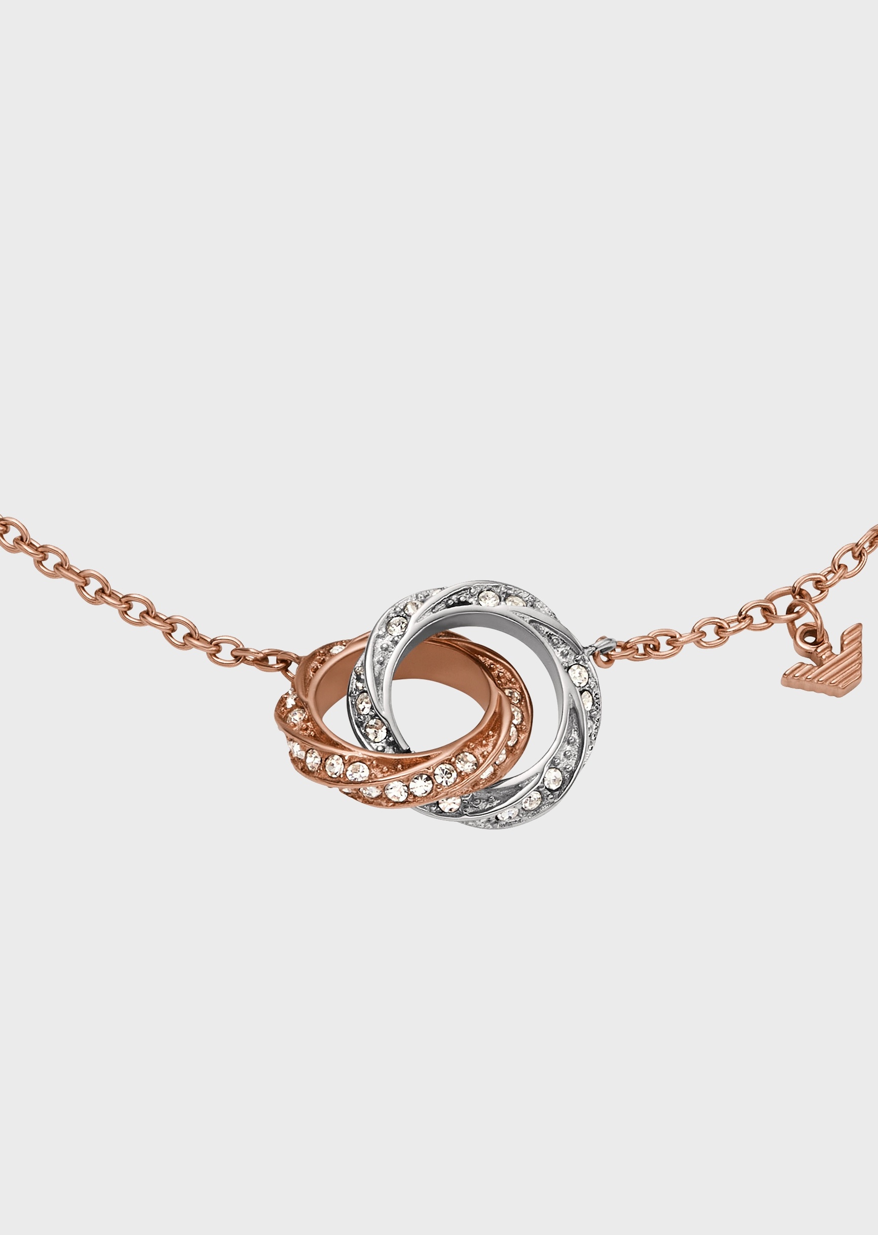 LOVE系列女士双色互扣环螺旋密镶手链| 首饰-女士| Emporio Armani®中国官网