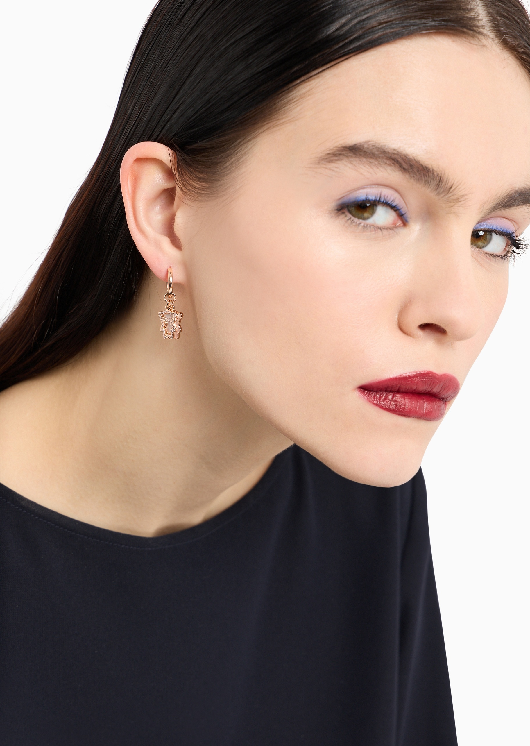 女士立体小熊双吊坠圆环潮流耳钉| 耳钉-女士| EMPORIO ARMANI