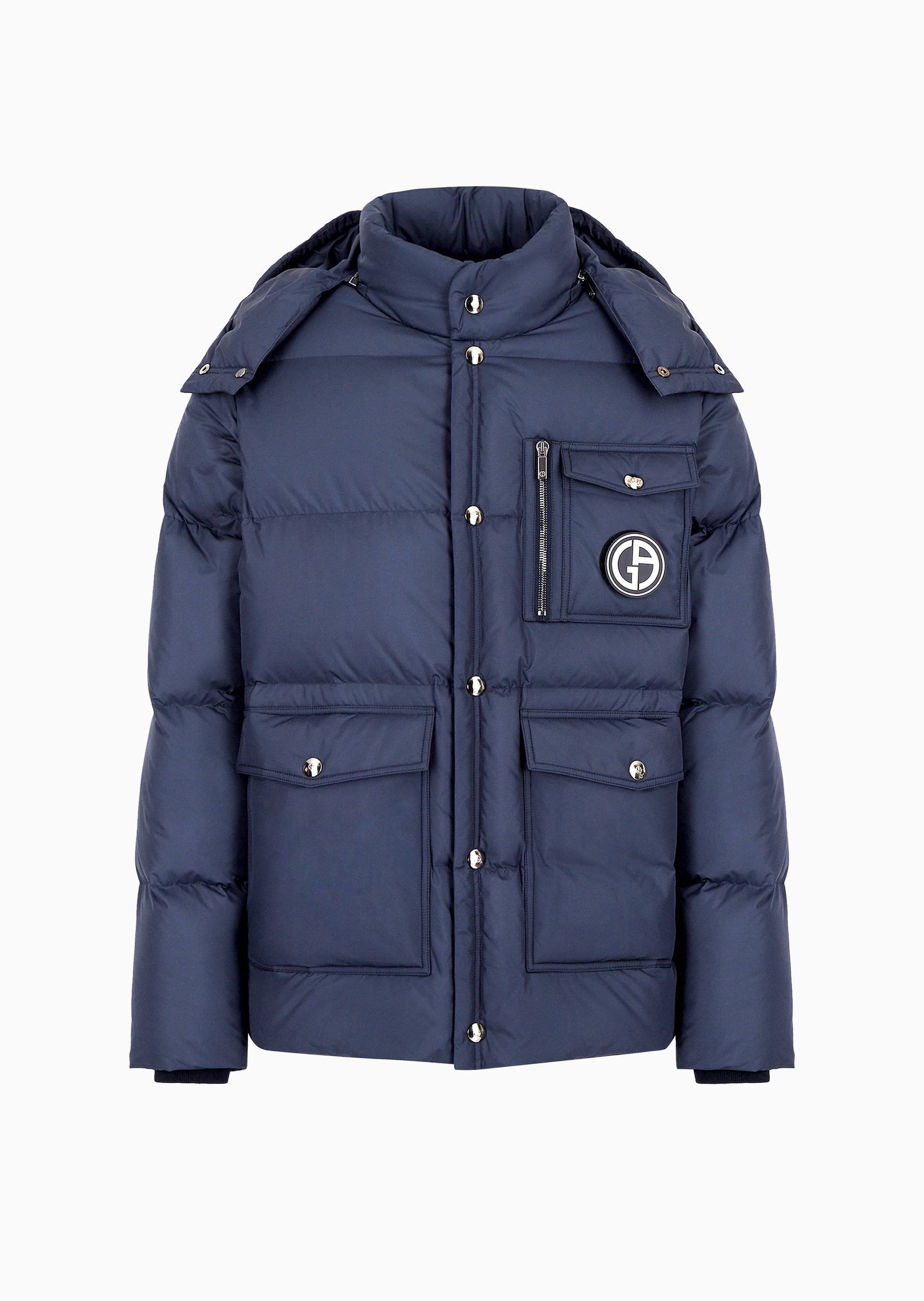 男士多口袋贴片可拆连帽抽绳纯色羽绒服| 羽绒服-男士| Giorgio