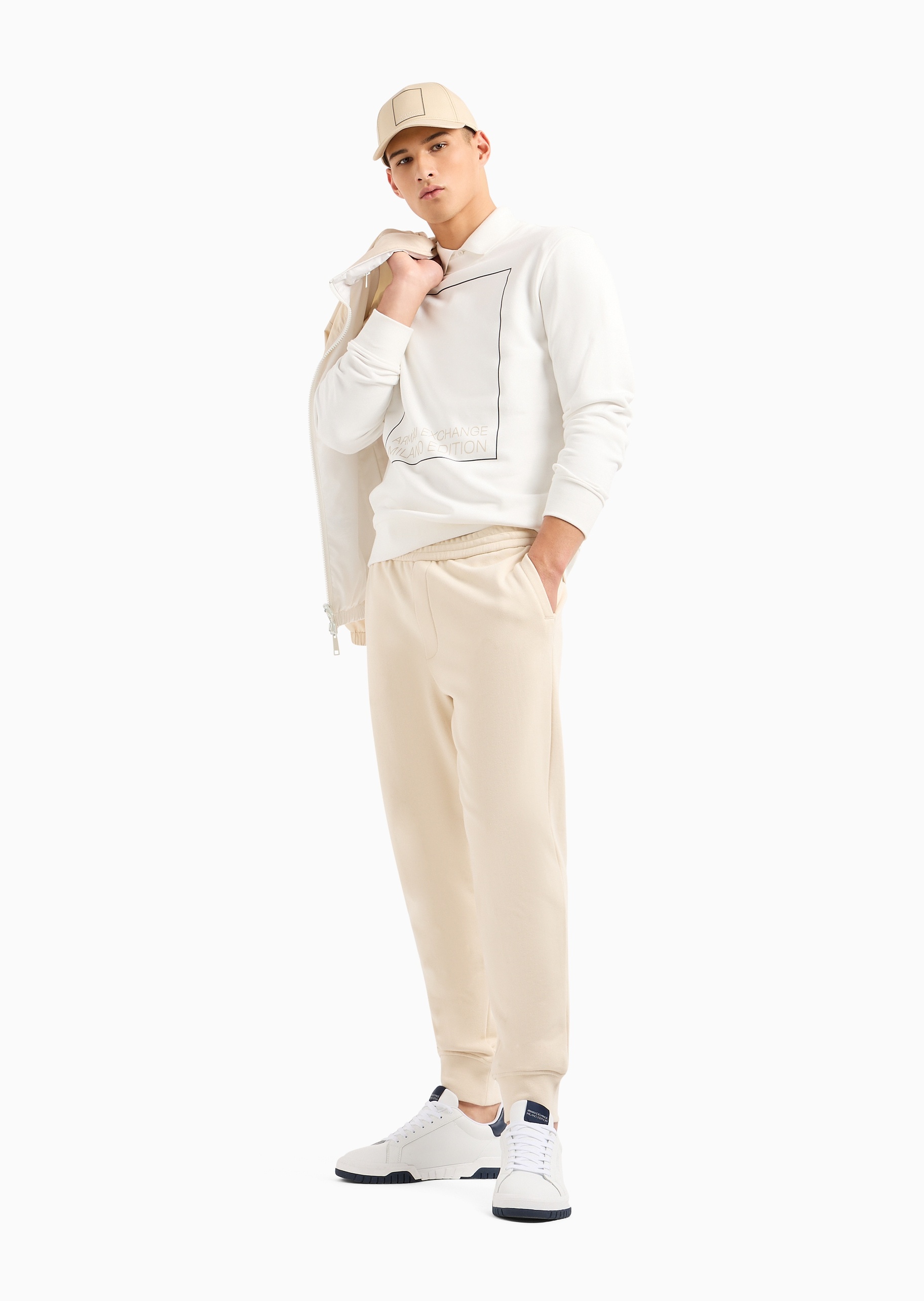 男士全棉合身长袖圆领方框印花卫衣| 卫衣-男士| ARMANI EXCHANGE®中国官网