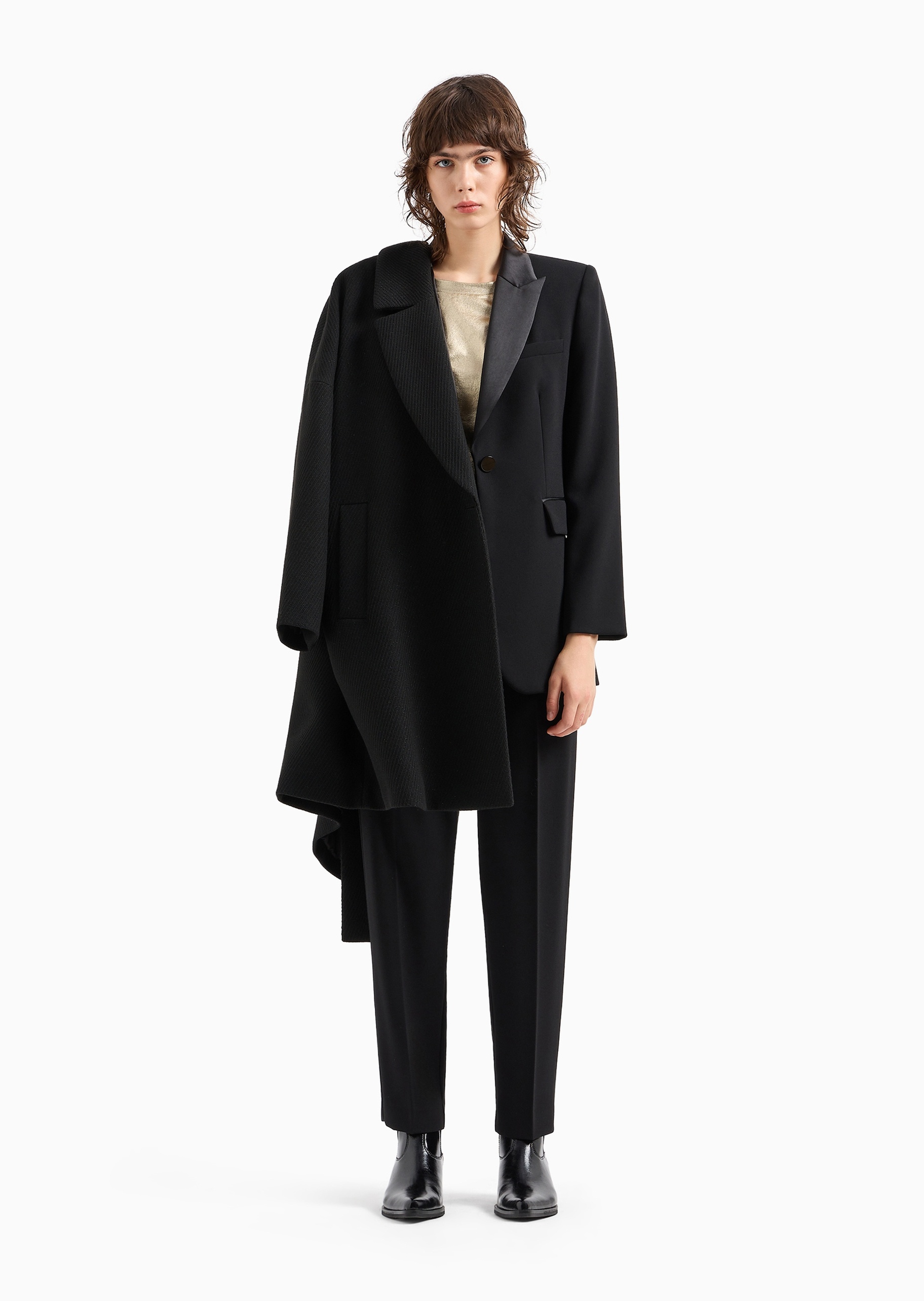 女士合身长袖戗驳领单粒扣开襟西装外套| 西装外套-女士| ARMANI EXCHANGE®中国官网