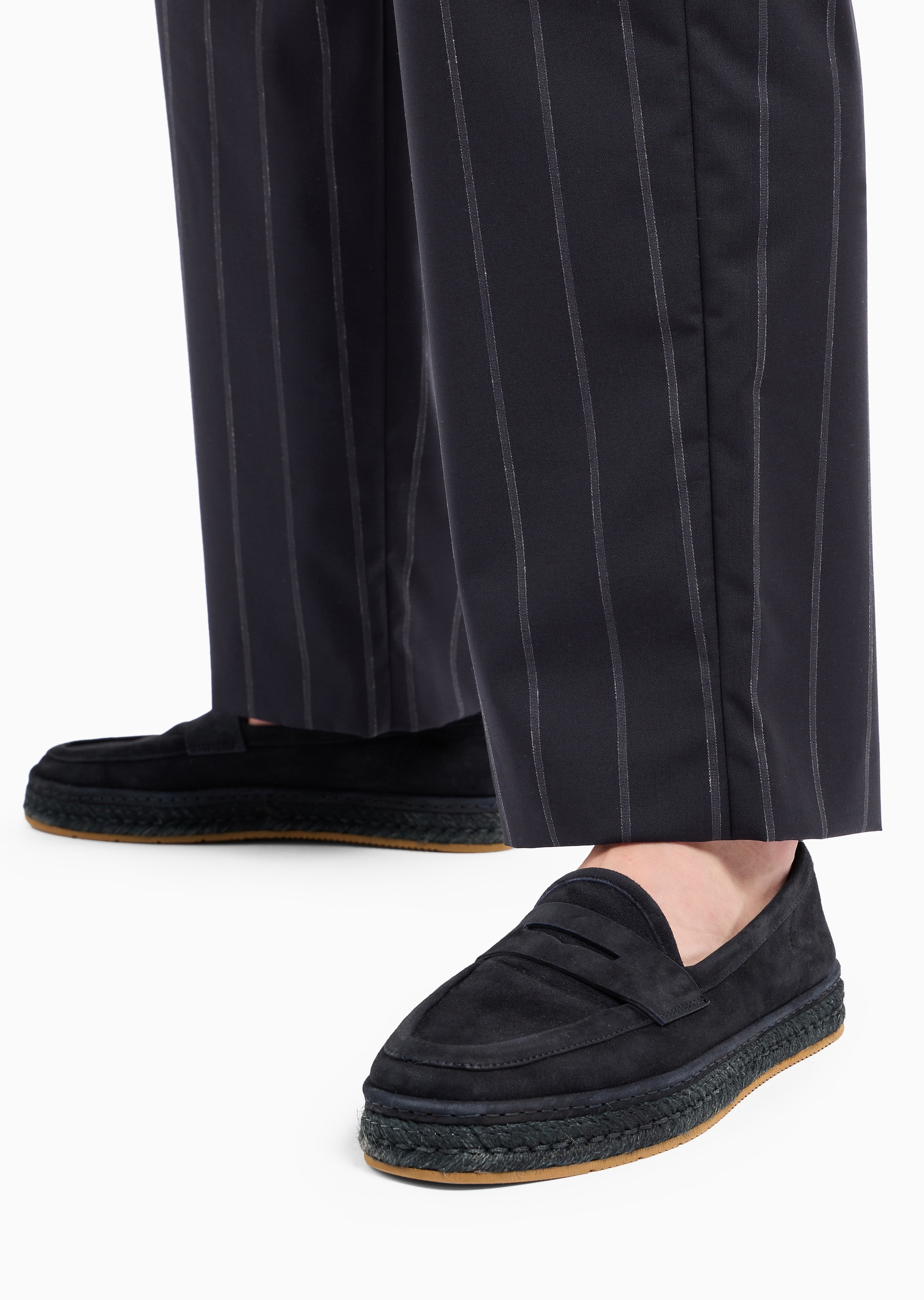 胡歌同款男士绒面革一脚蹬秀场同款乐福鞋