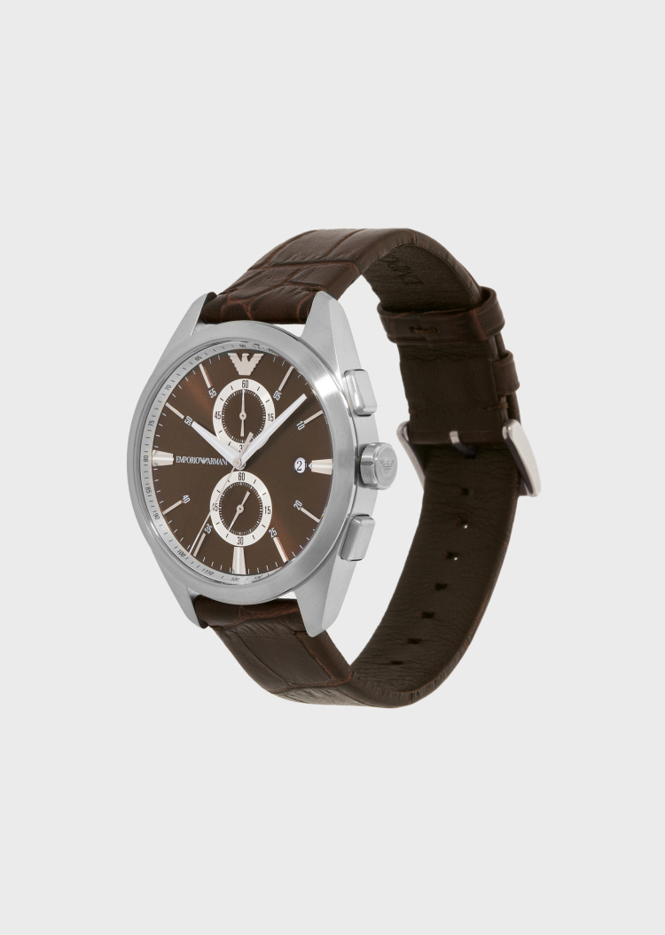 Emporio Armani 皮革表带石英腕表