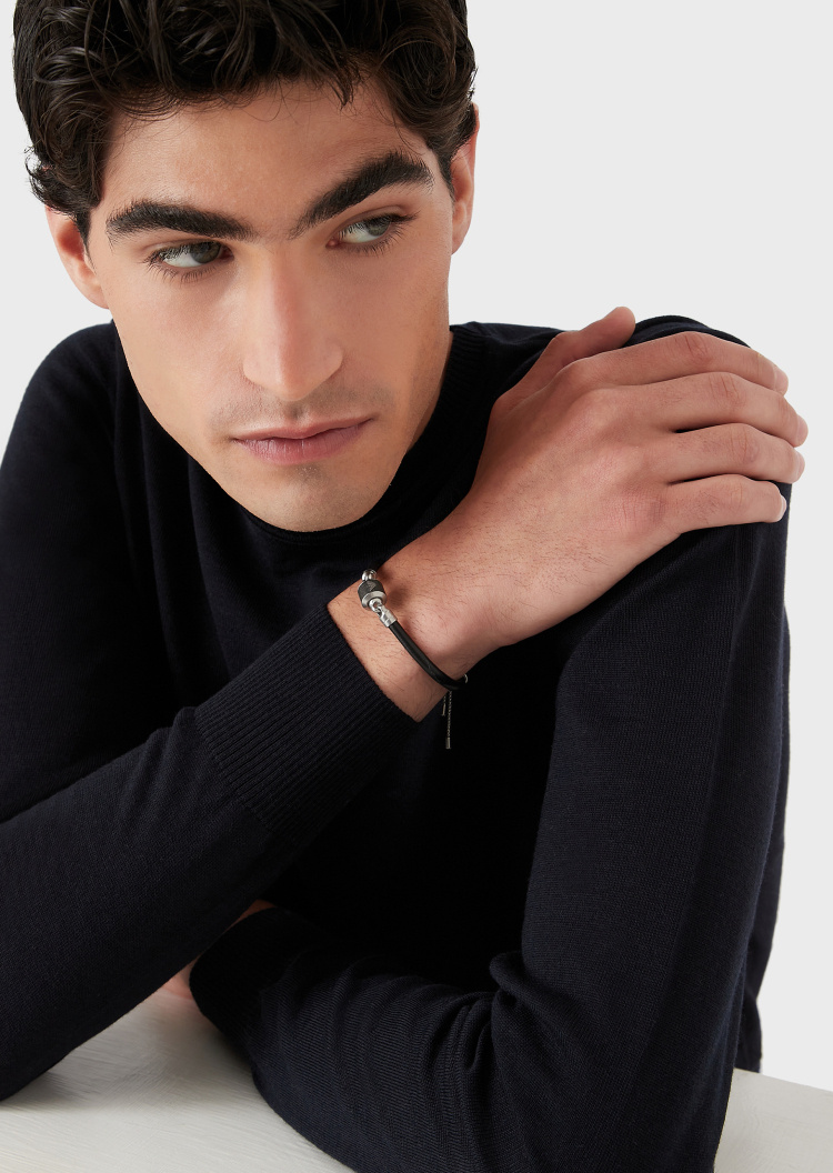 Emporio Armani 鹰标皮革手链