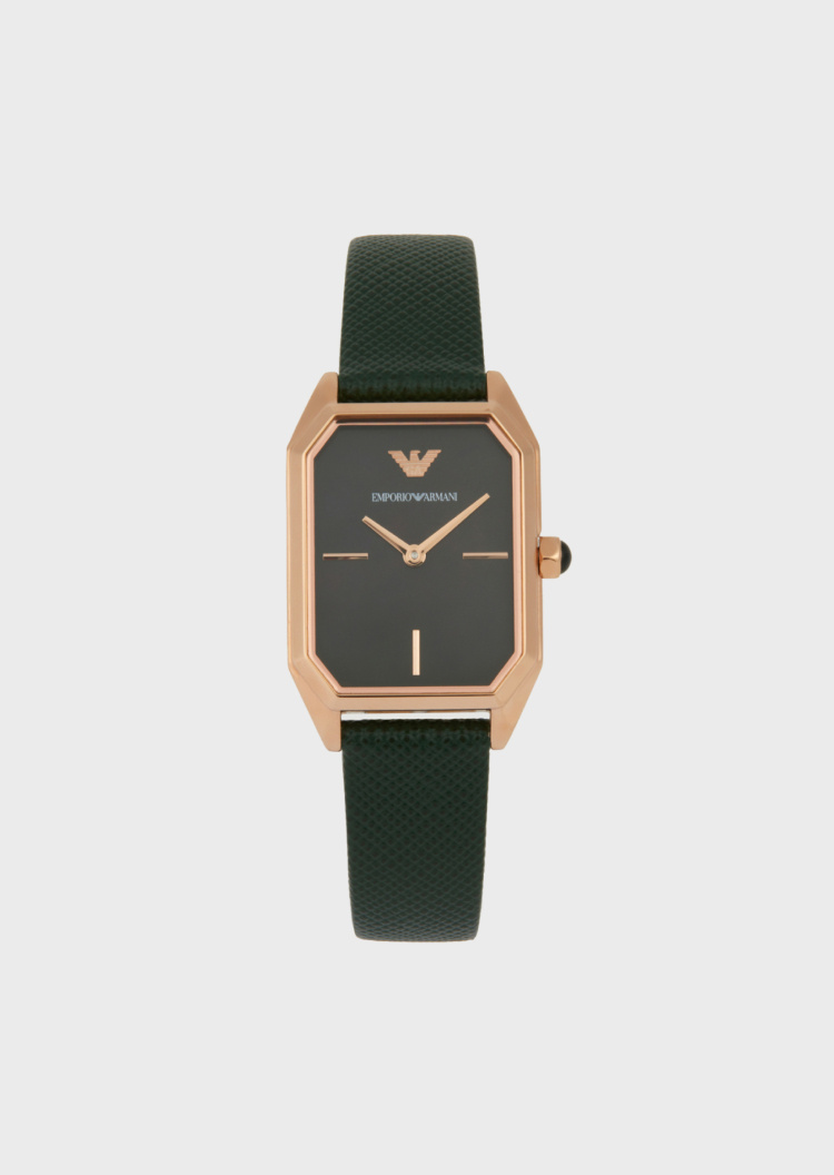 Emporio Armani 绿色皮革石英腕表