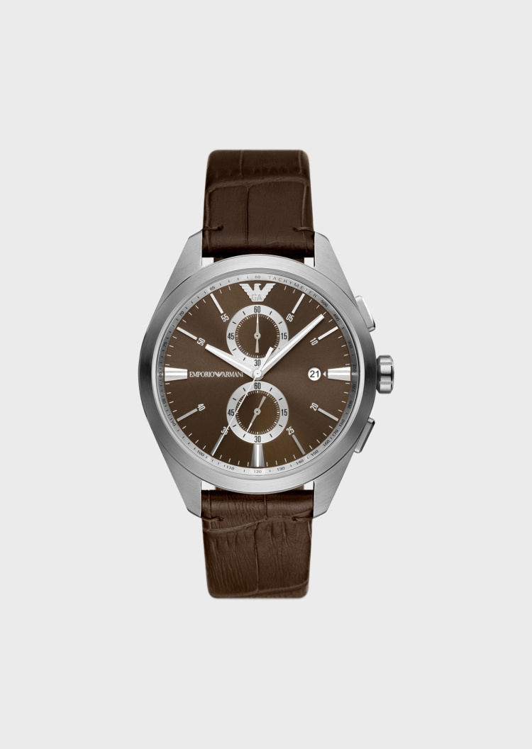 Emporio Armani 皮革表带石英腕表