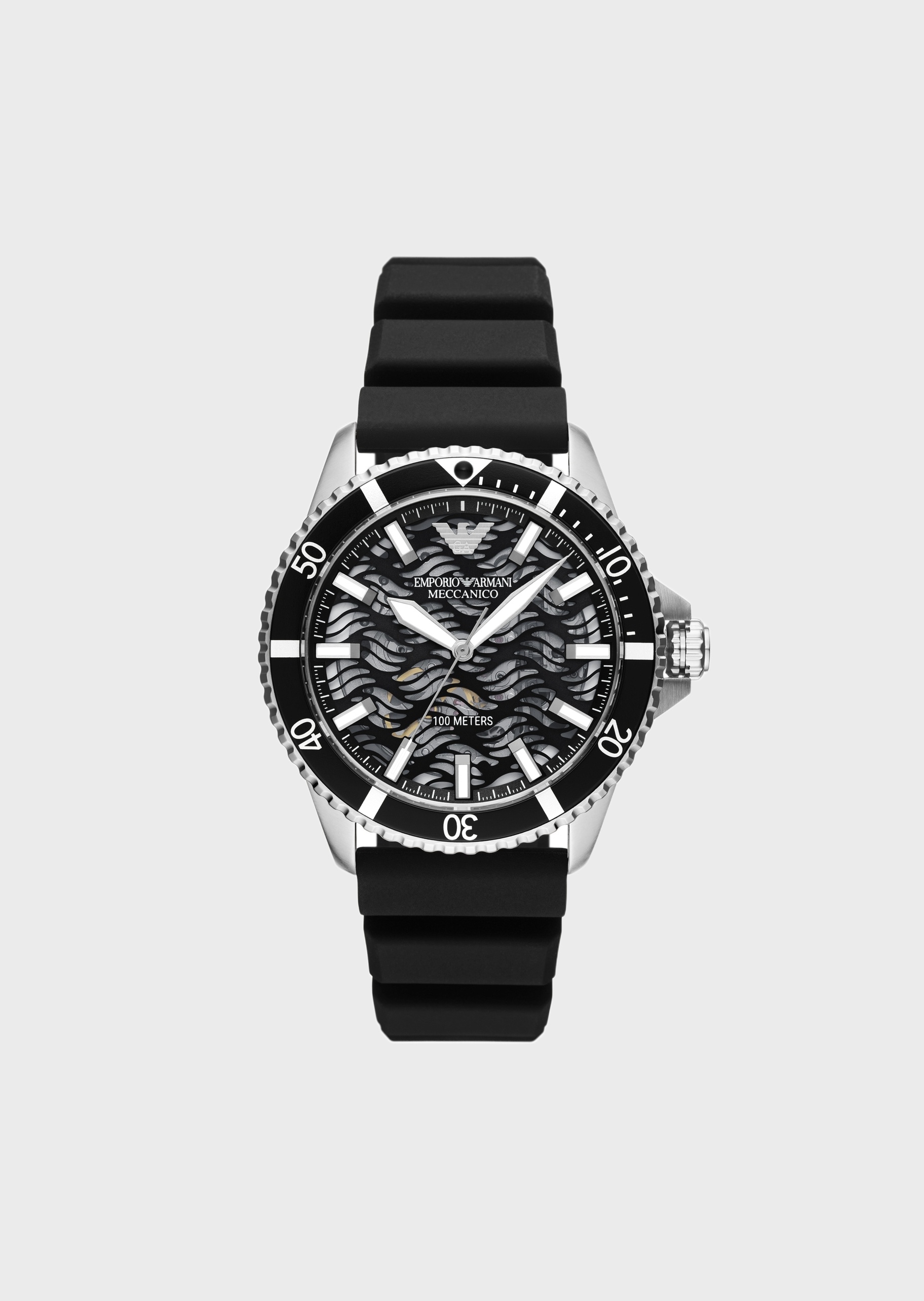 Emporio Armani 黑色镂空机械腕表